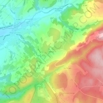 Blanzey地形图、海拔、地势