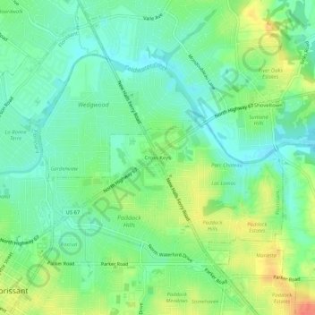 Cross Keys地形图、海拔、地势