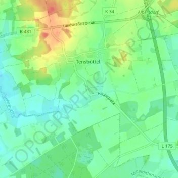 Oldörpen地形图、海拔、地势