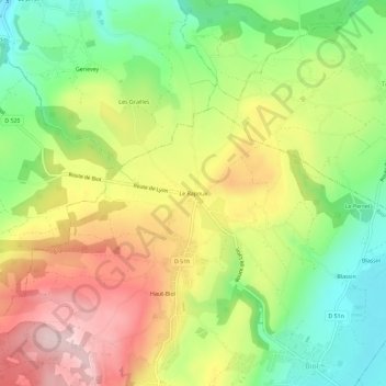 Le Rapoux地形图、海拔、地势