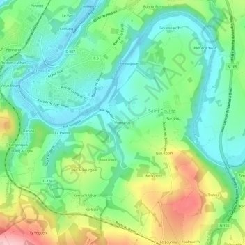 Pennaros地形图、海拔、地势