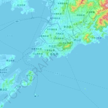 青岛市地形图、海拔、地势
