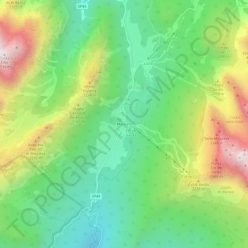 Misurina地形图、海拔、地势