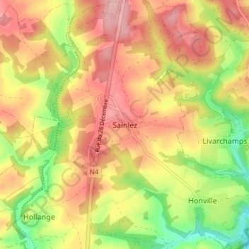 Sainlez地形图、海拔、地势