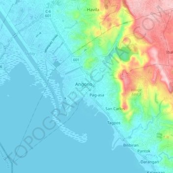 Angono地形图、海拔、地势