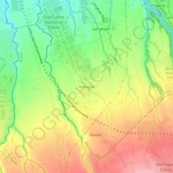 Humayao地形图、海拔、地势