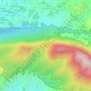 Sesar Lembang地形图、海拔、地势