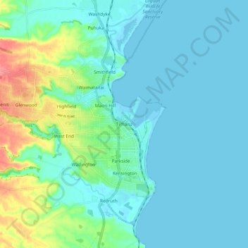 Timaru地形图、海拔、地势
