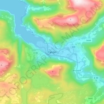Førde地形图、海拔、地势