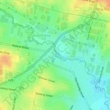 Kiola Street Reserve地形图、海拔、地势