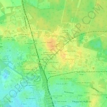 Les Brueres地形图、海拔、地势