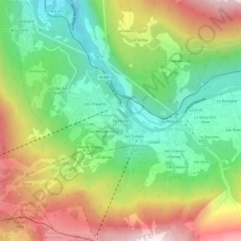 Le Fouilly地形图、海拔、地势
