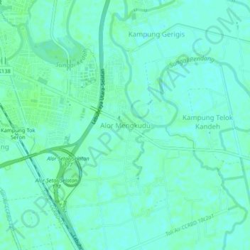 Alor Mengkudu地形图、海拔、地势