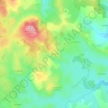 Les Fours地形图、海拔、地势