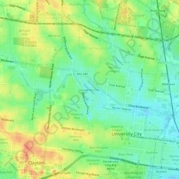 University City地形图、海拔、地势