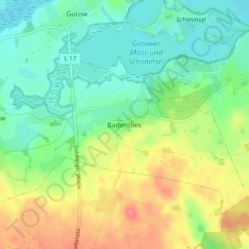 Badendiek地形图、海拔、地势