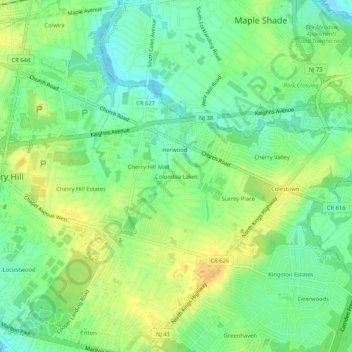 Columbia Lakes地形图、海拔、地势
