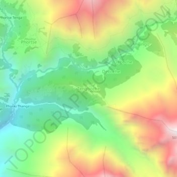 Tengboche地形图、海拔、地势