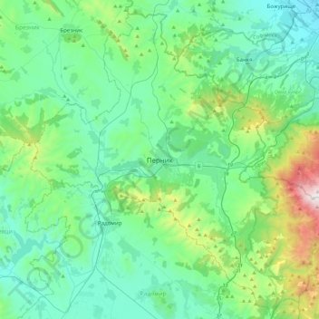 Перник地形图、海拔、地势