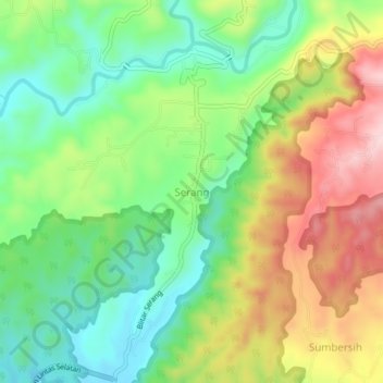 Serang地形图、海拔、地势