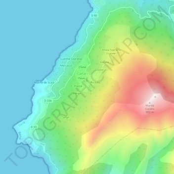 Olmi地形图、海拔、地势