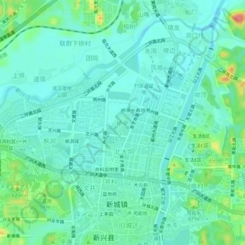 桥亭地形图、海拔、地势