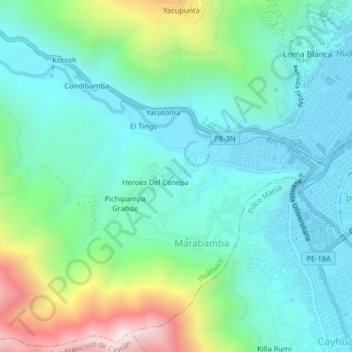 Pilcomozo地形图、海拔、地势