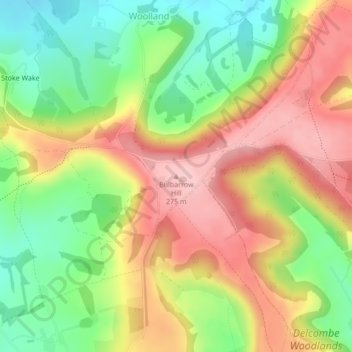 Bulbarrow Hill地形图、海拔、地势