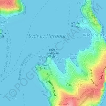 Bottle and Glass Point地形图、海拔、地势