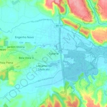 Goiana地形图、海拔、地势