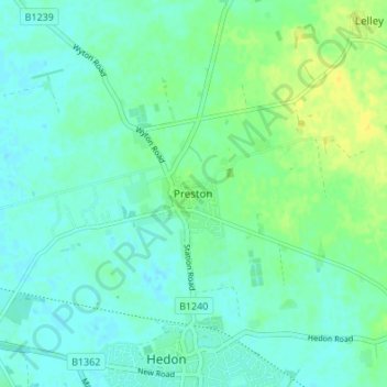 Preston地形图、海拔、地势
