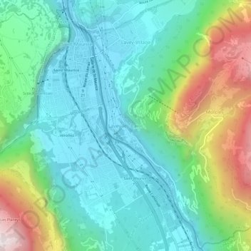 Lavey-les-Bains地形图、海拔、地势