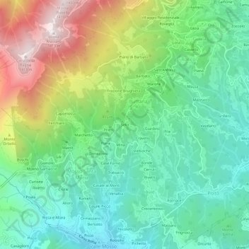 Sella地形图、海拔、地势