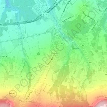 L'Éluiset地形图、海拔、地势
