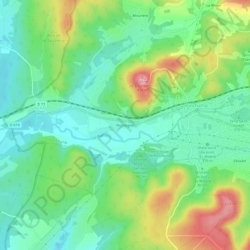 Recologne地形图、海拔、地势