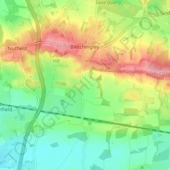 Oak Cottages地形图、海拔、地势