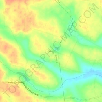 Córrego地形图、海拔、地势