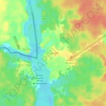 Iauaretê地形图、海拔、地势