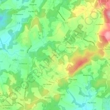 Bled地形图、海拔、地势
