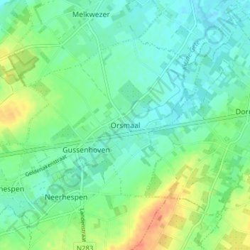 Orsmaal地形图、海拔、地势