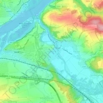 Spielberg地形图、海拔、地势