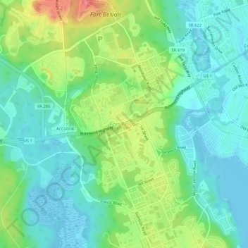 Fort Belvoir地形图、海拔、地势