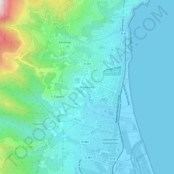 Montesoro地形图、海拔、地势