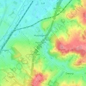 Oud Dorp地形图、海拔、地势