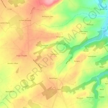 Kerminot地形图、海拔、地势
