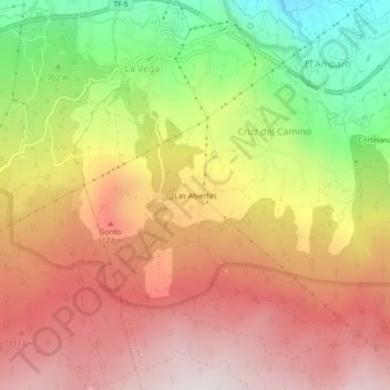 Las Abiertas地形图、海拔、地势