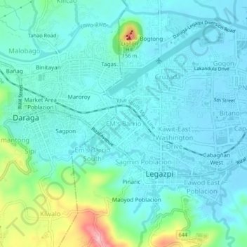 EM's Barrio地形图、海拔、地势