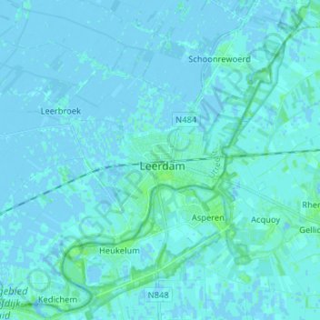 Leerdam地形图、海拔、地势
