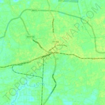 Tinsukia地形图、海拔、地势