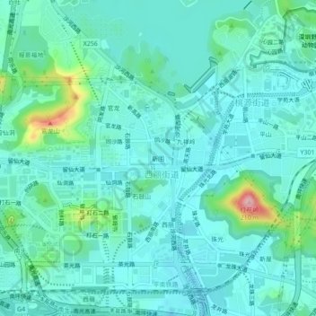 新围地形图、海拔、地势
